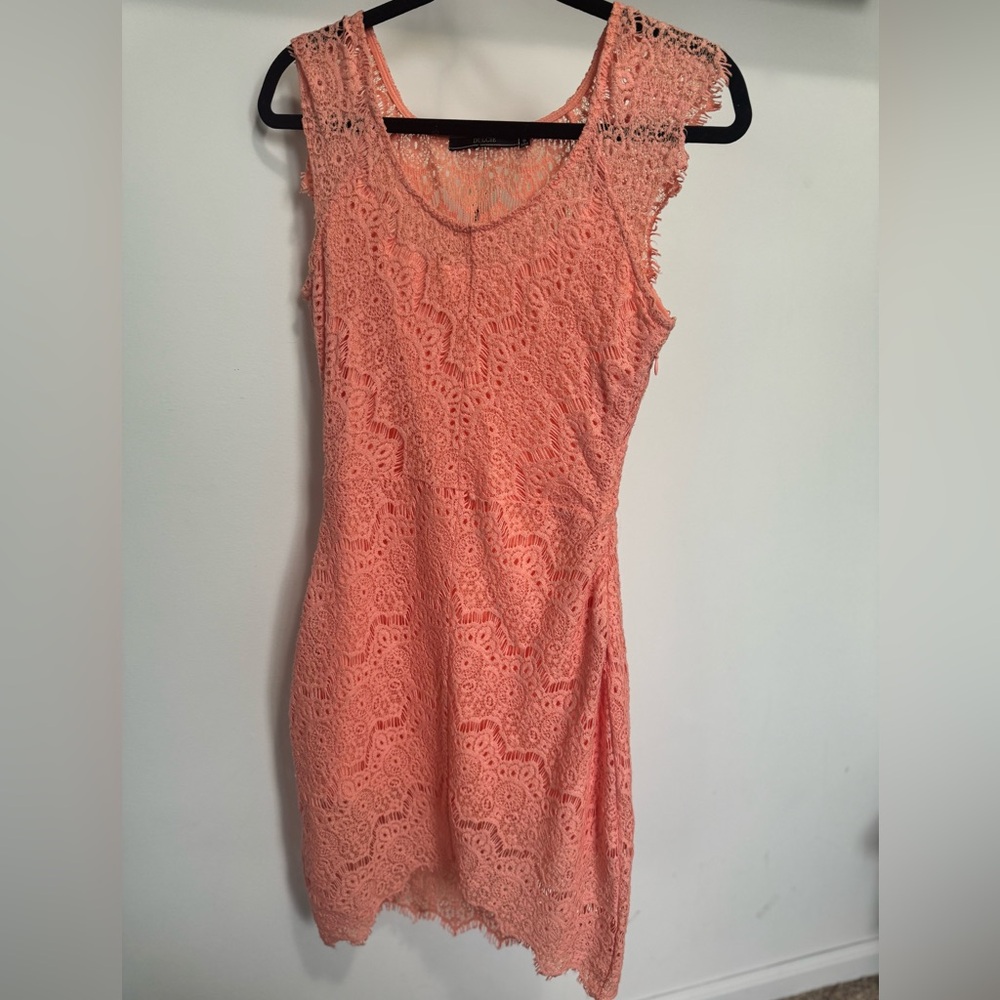 Boutique Peach Crochet Mini Dress